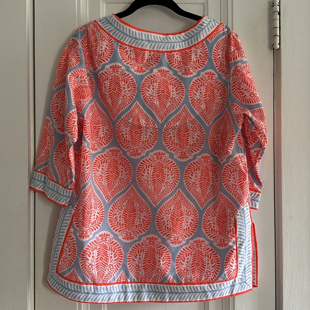 Gretchen Scott Paisley Cotton Orange Tunic Size S Small - Picture 3 of 3